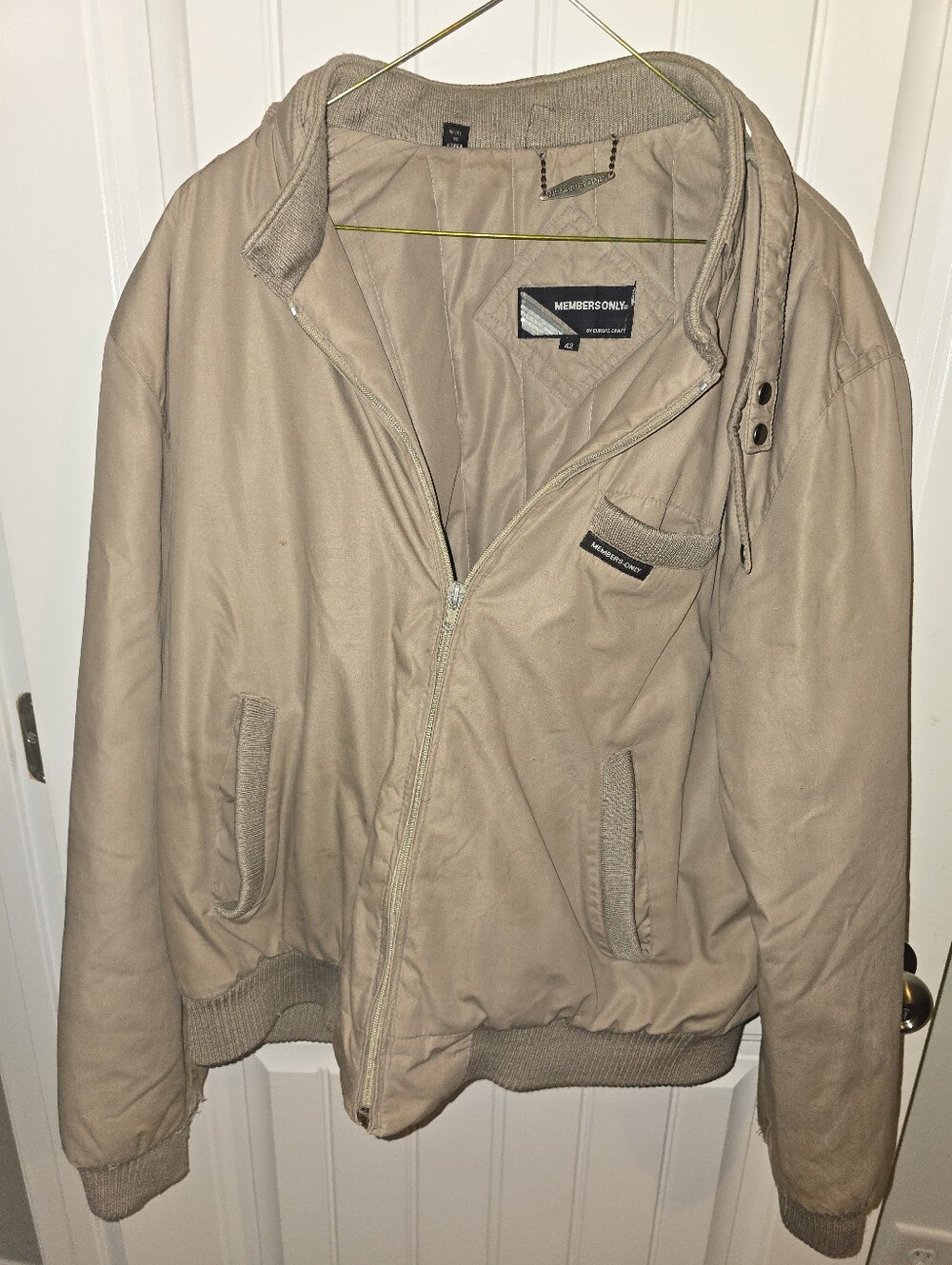 Vintage Members Only by Europe Craft Men's Tan Bomber Jacket Size 42